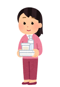 買った商品を手で持ち帰る女性のイラスト