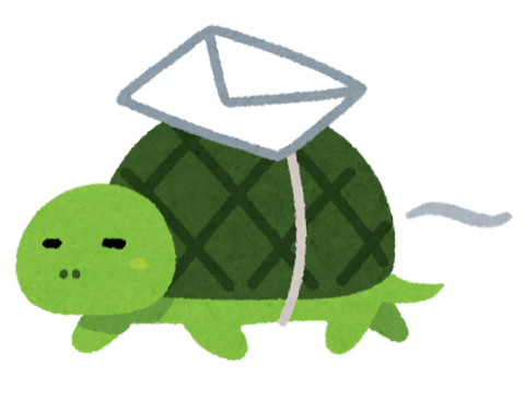 足の遅い亀がメールを運ぶイラスト